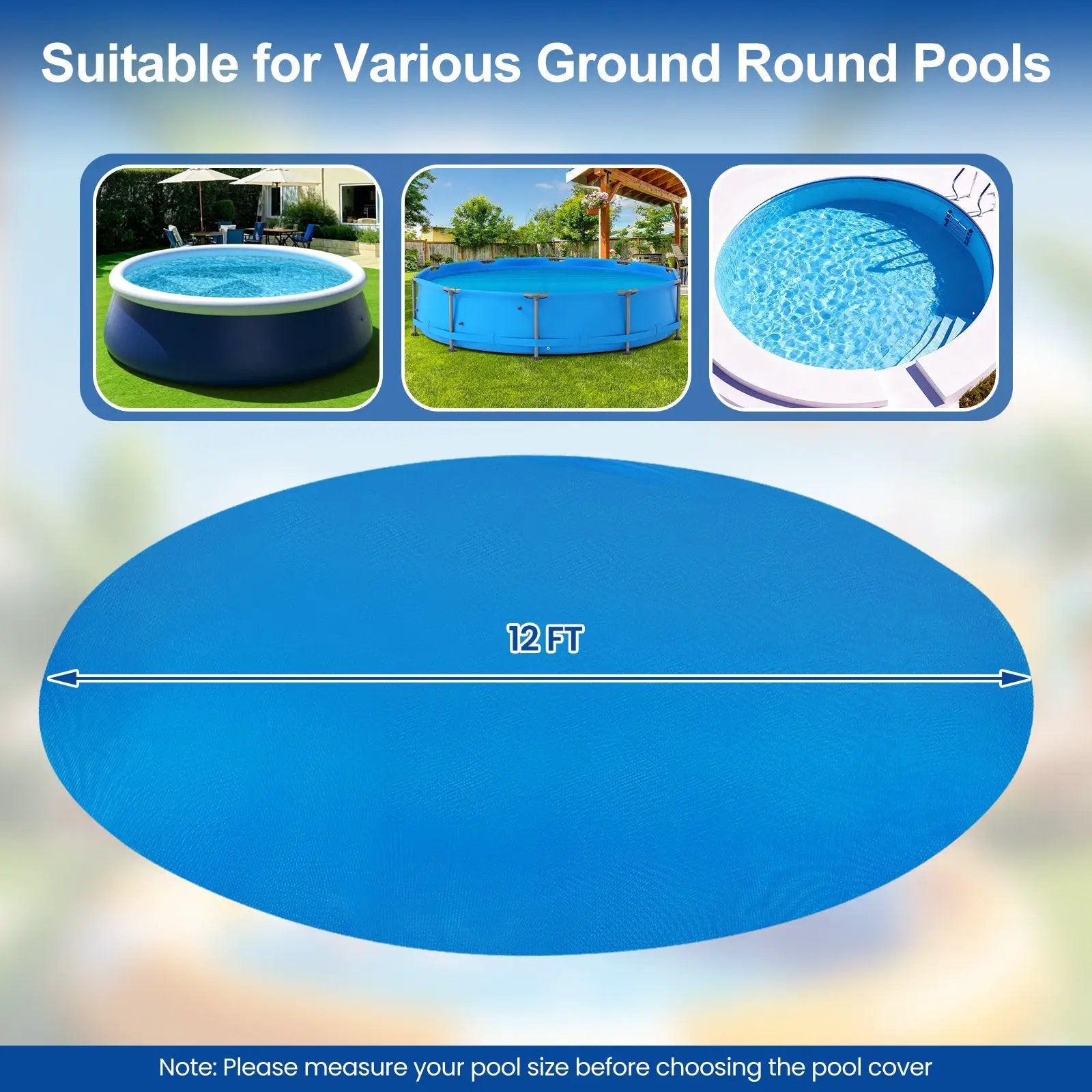 12 Foot Round Solar Pool Cover 12 Mil Blue by DirectDeals
