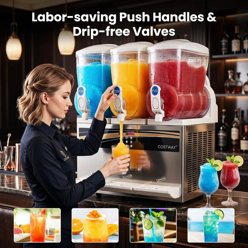 Commercial Slushy Dispenser 12 Gal Triple Tank Slushie Maker by DirectDeals
