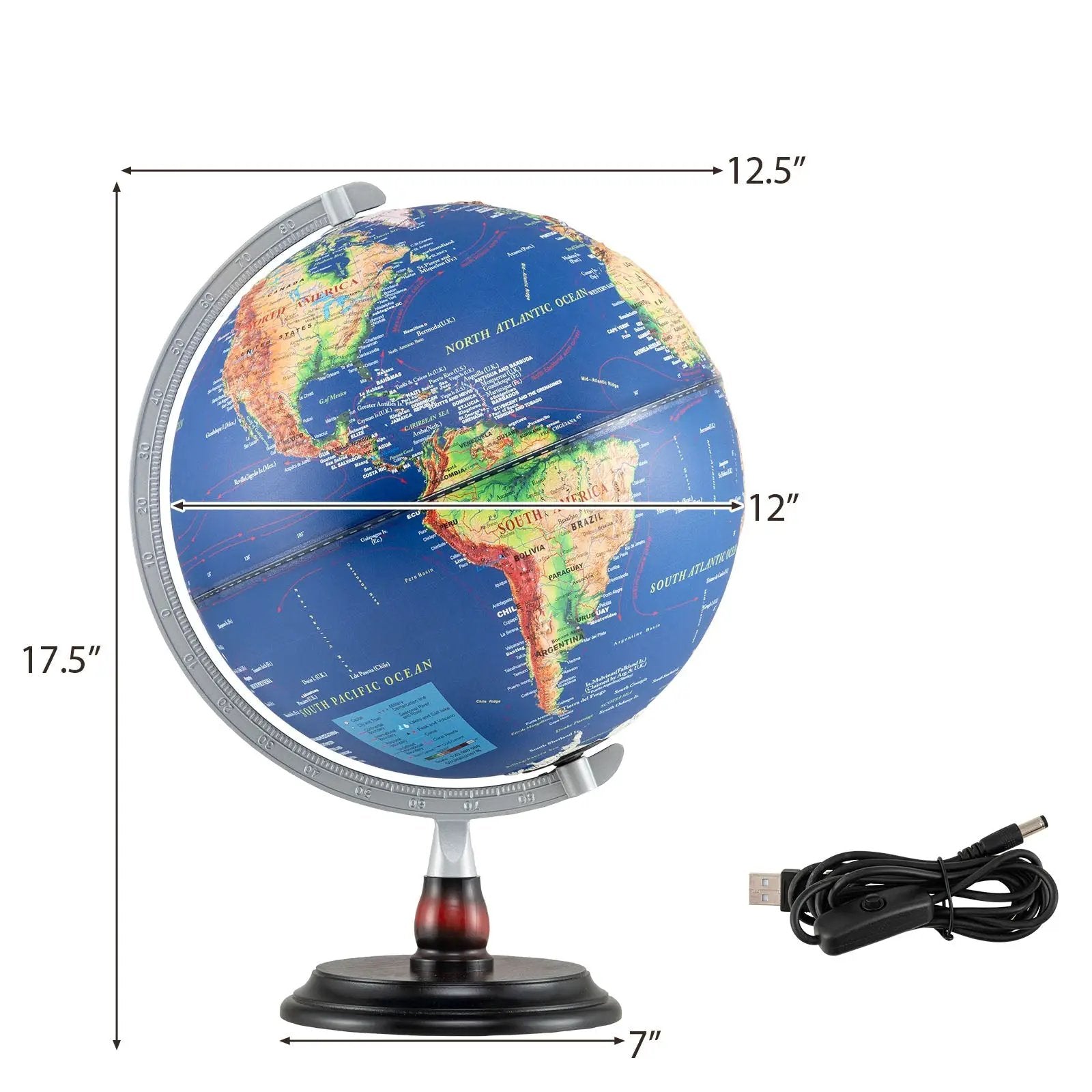 12 Inch Illuminated World Globe Antique Light up Globe Night Lamp by DirectDeals