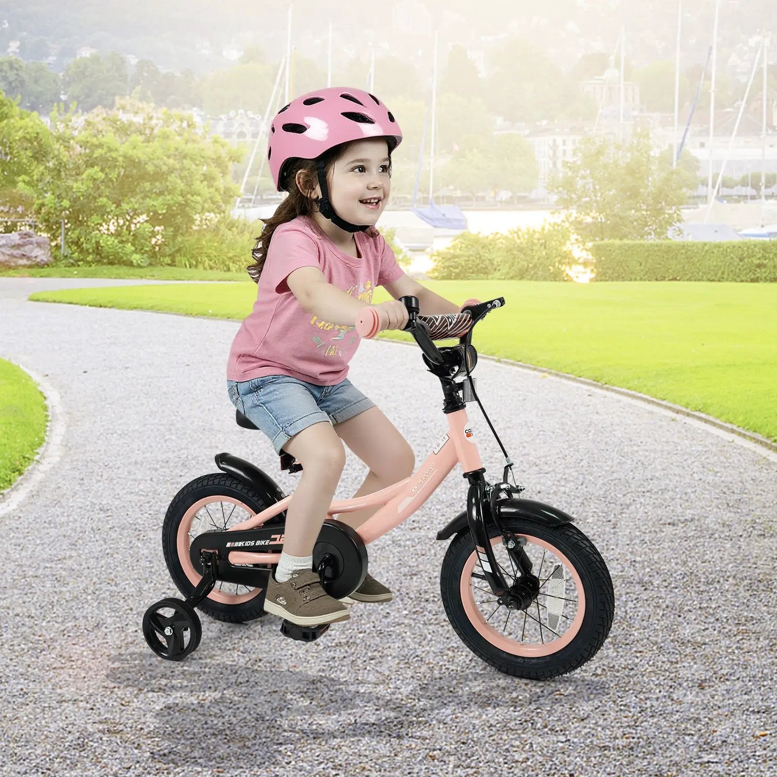 Kids Bike 12-18 Inch with Training Wheels - Pink by DirectDeals