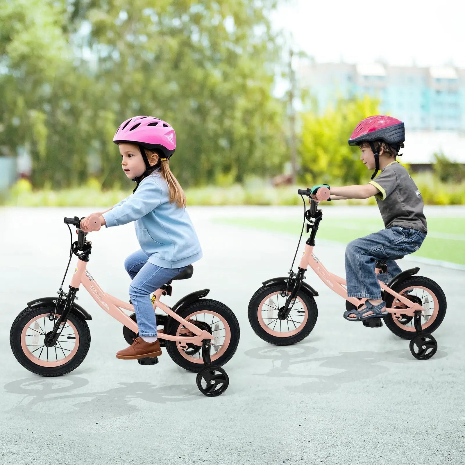 Kids Bike 12-18 Inch with Training Wheels - Pink by DirectDeals