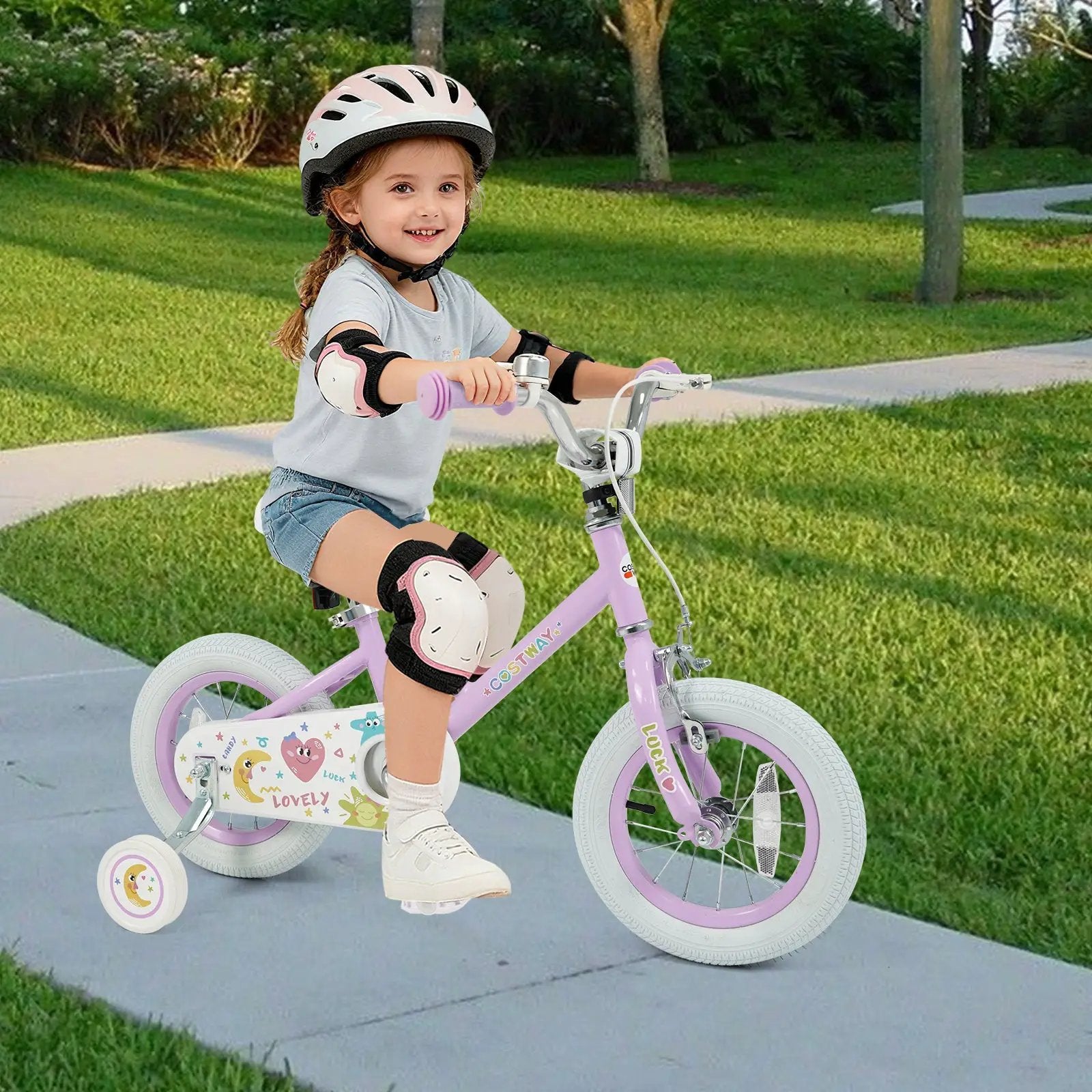 Kids Bike 12-18 Inch with Training Wheels - Purple by DirectDeals