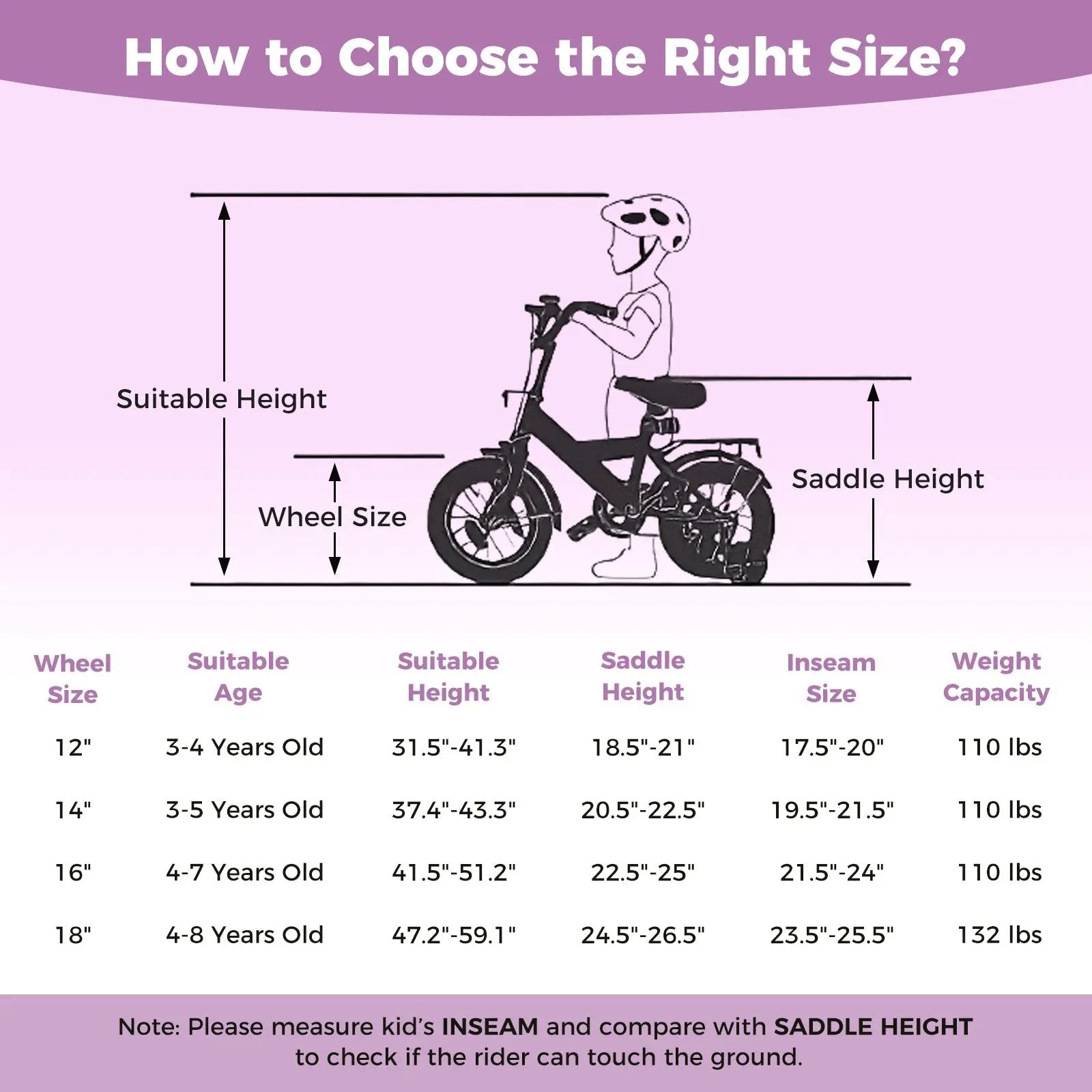 Kids Bike 12-18 Inch with Training Wheels - Purple by DirectDeals