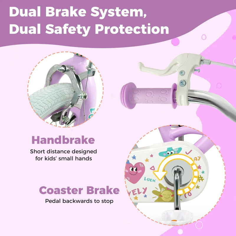 Kids Bike 12-18 Inch with Training Wheels - Purple by DirectDeals