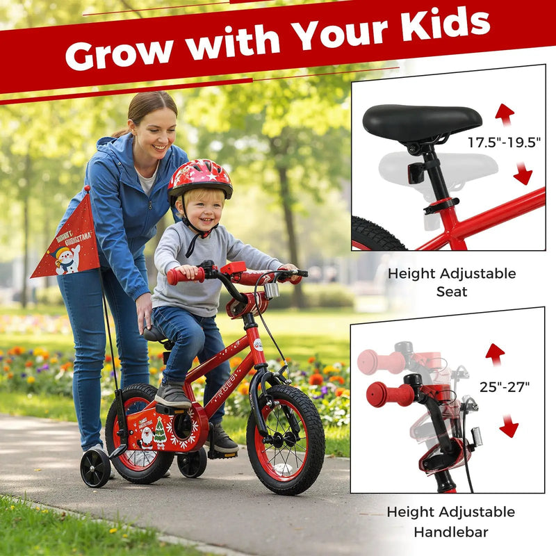 Kids Bike 12-18 Inch with Training Wheels & Christmas Music by DirectDeals