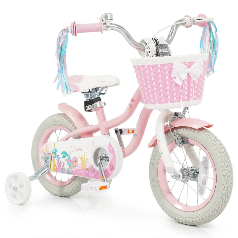 18-Inch Kids Bike Adjustable with Basket and Streamers Pink by DirectDeals