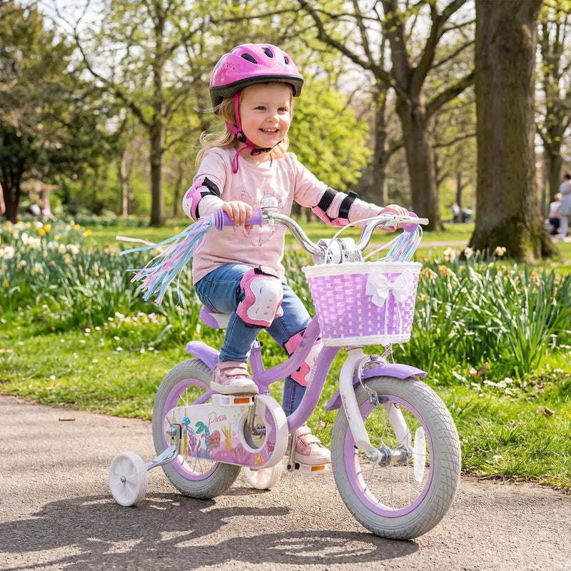 Kids Bike 12-20 Inch with Training Wheels & Basket Purple by DirectDeals