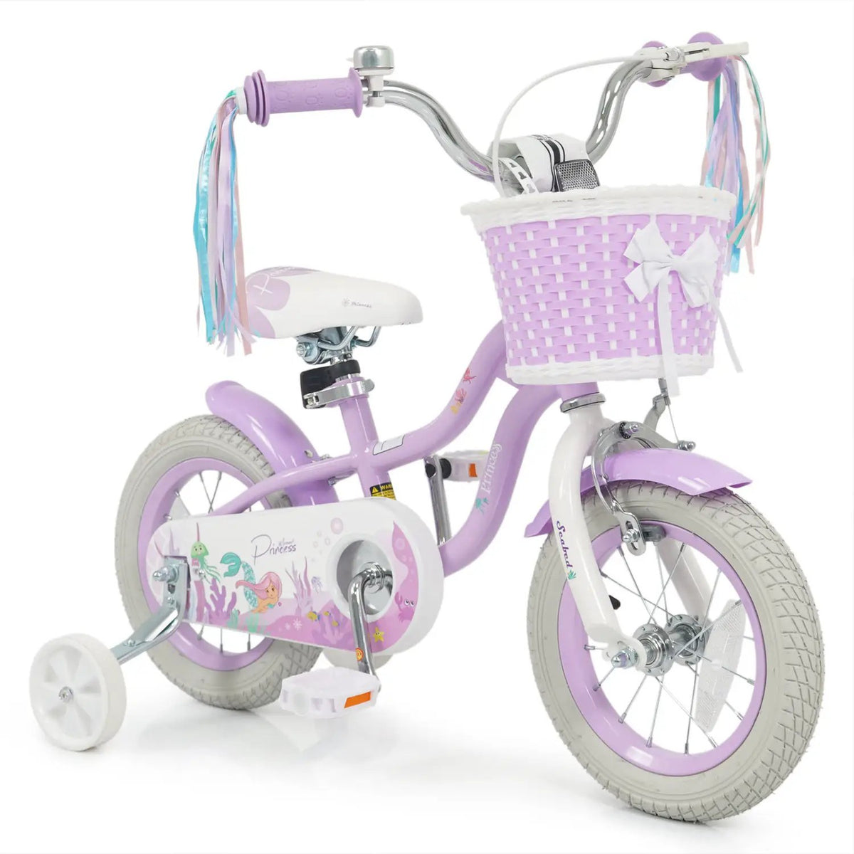 Kids Bike 12-20 Inch with Training Wheels & Basket Purple by DirectDeals