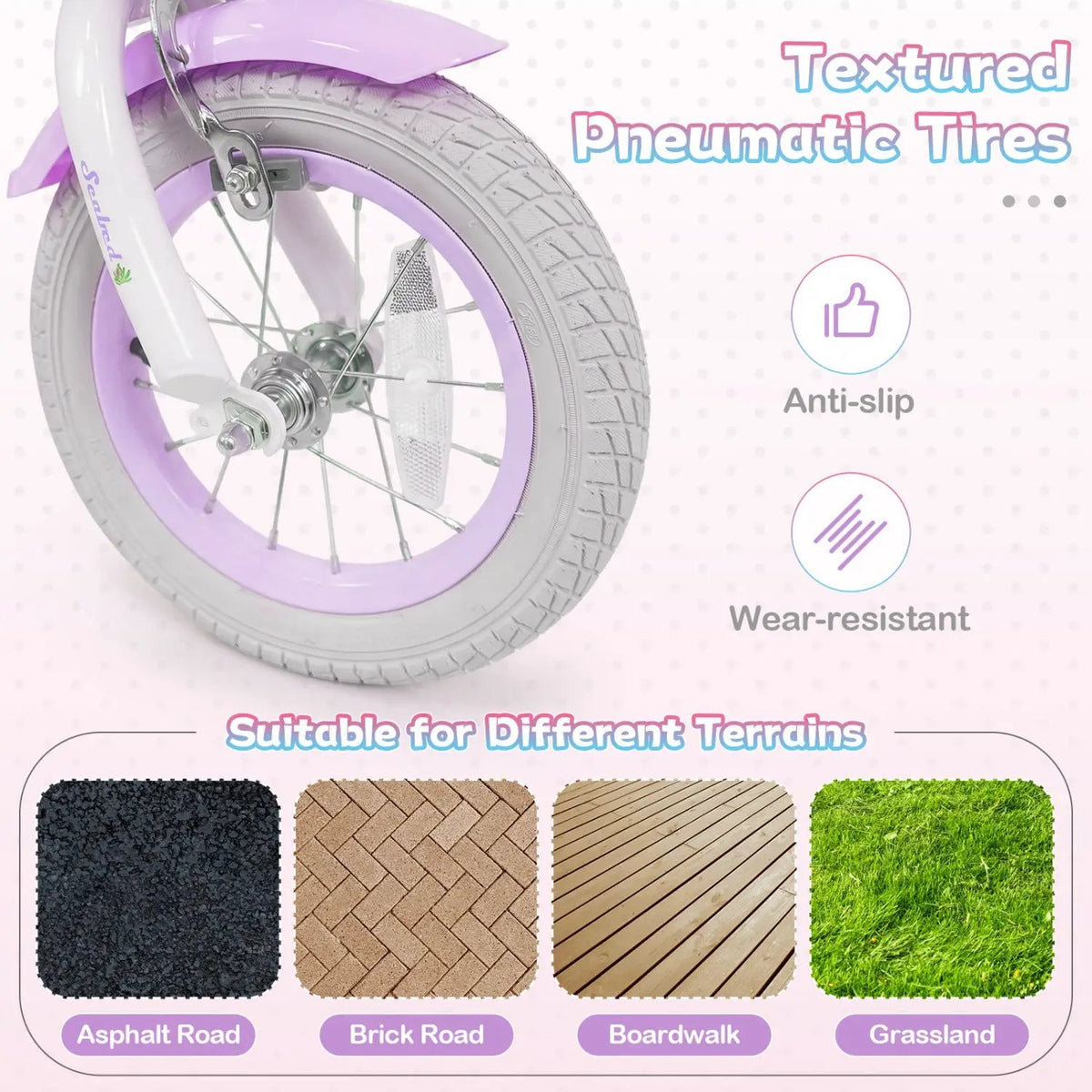Kids Bike 12-20 Inch with Training Wheels & Basket Purple by DirectDeals