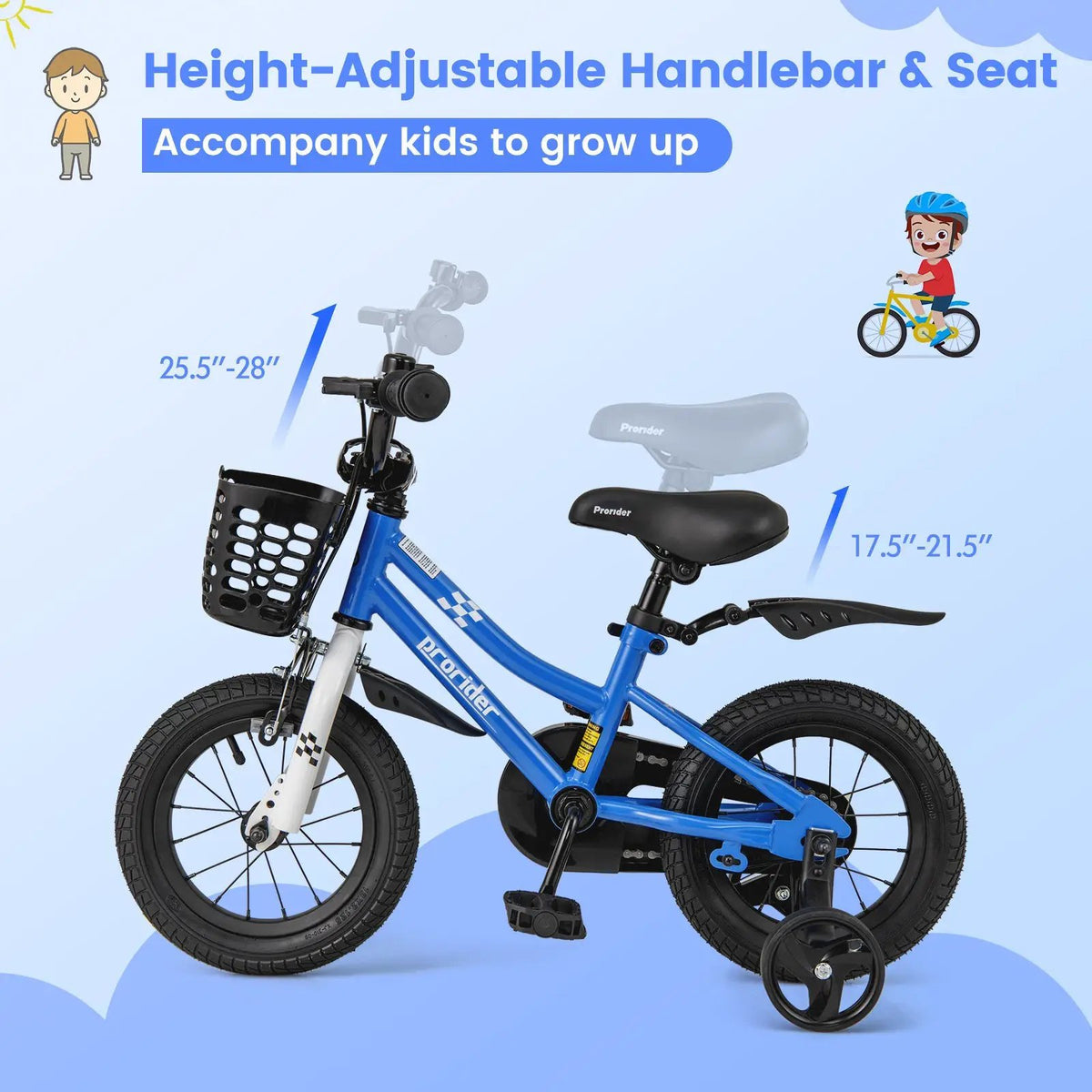 12 Inch Kids Bike Children Bicycle with Training Wheels for 3-4 Years Old by DirectDeals