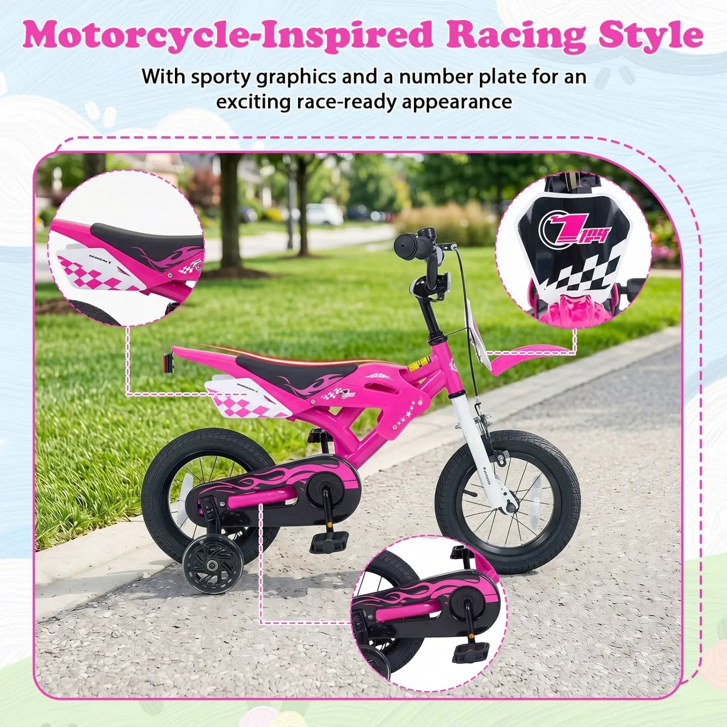12 Inch Kids Bike with Training Wheels Ages 3-4 by DirectDeals