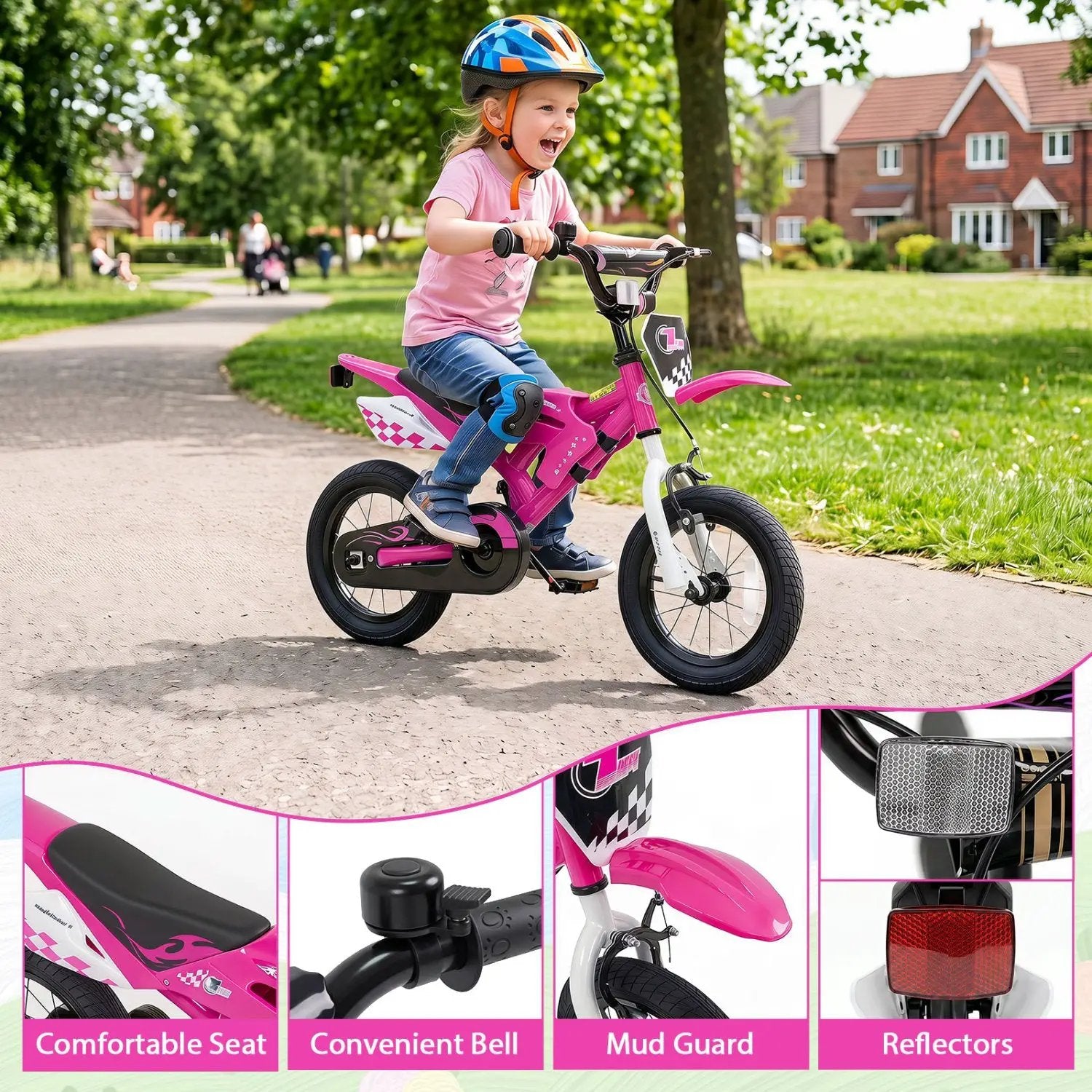 12 Inch Kids Bike with Training Wheels Ages 3-4 by DirectDeals