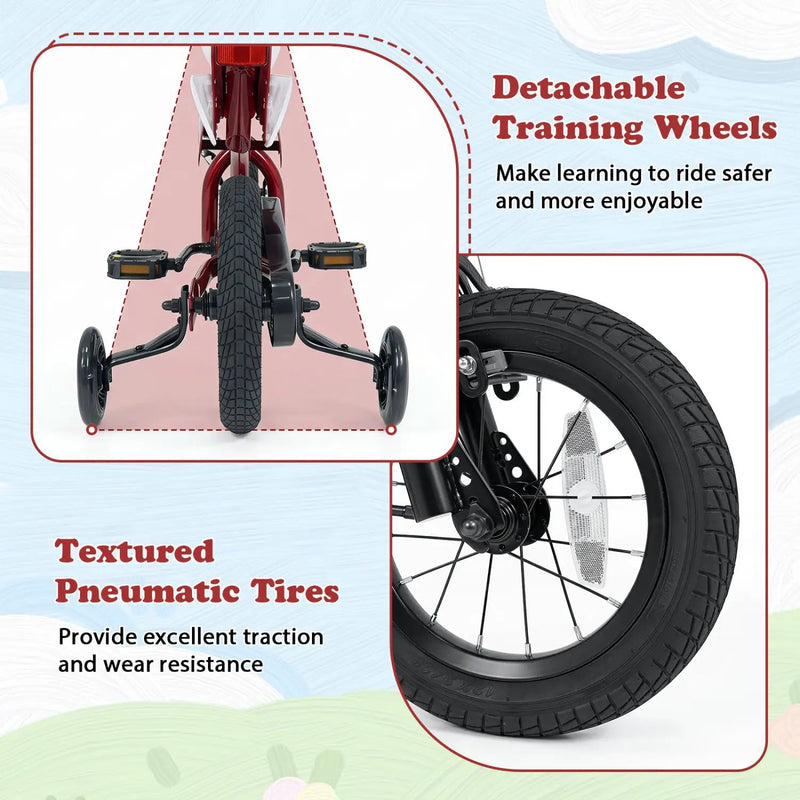 12 Inch Kids Bike with Training Wheels Ages 3-4 by DirectDeals