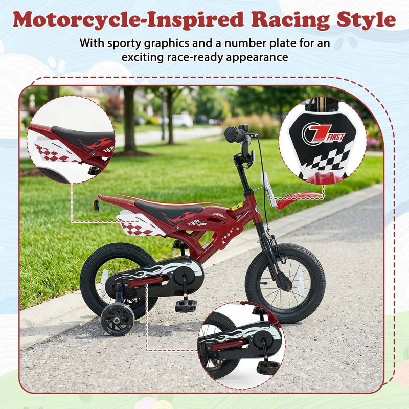 12 Inch Kids Bike with Training Wheels Ages 3-4 by DirectDeals