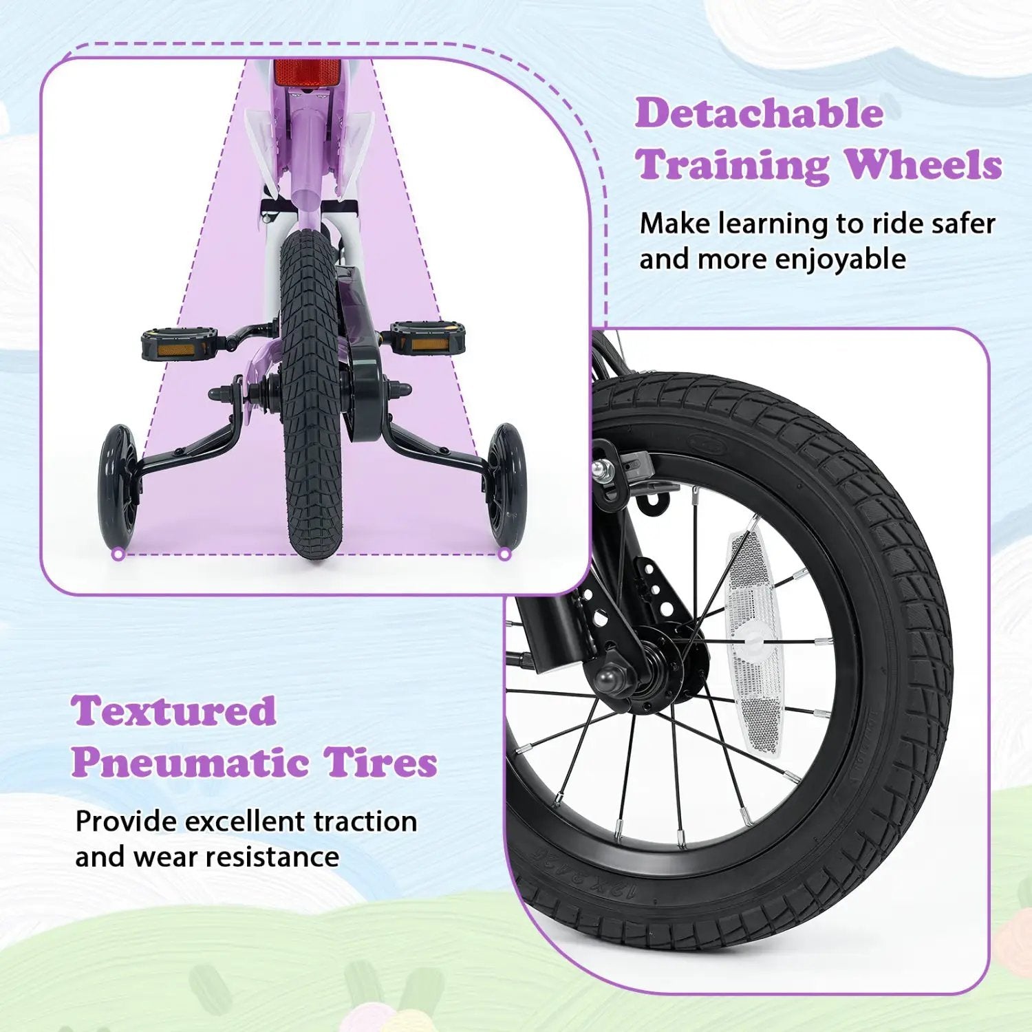 12 Inch Kids Bike with Training Wheels Ages 3-4 by DirectDeals