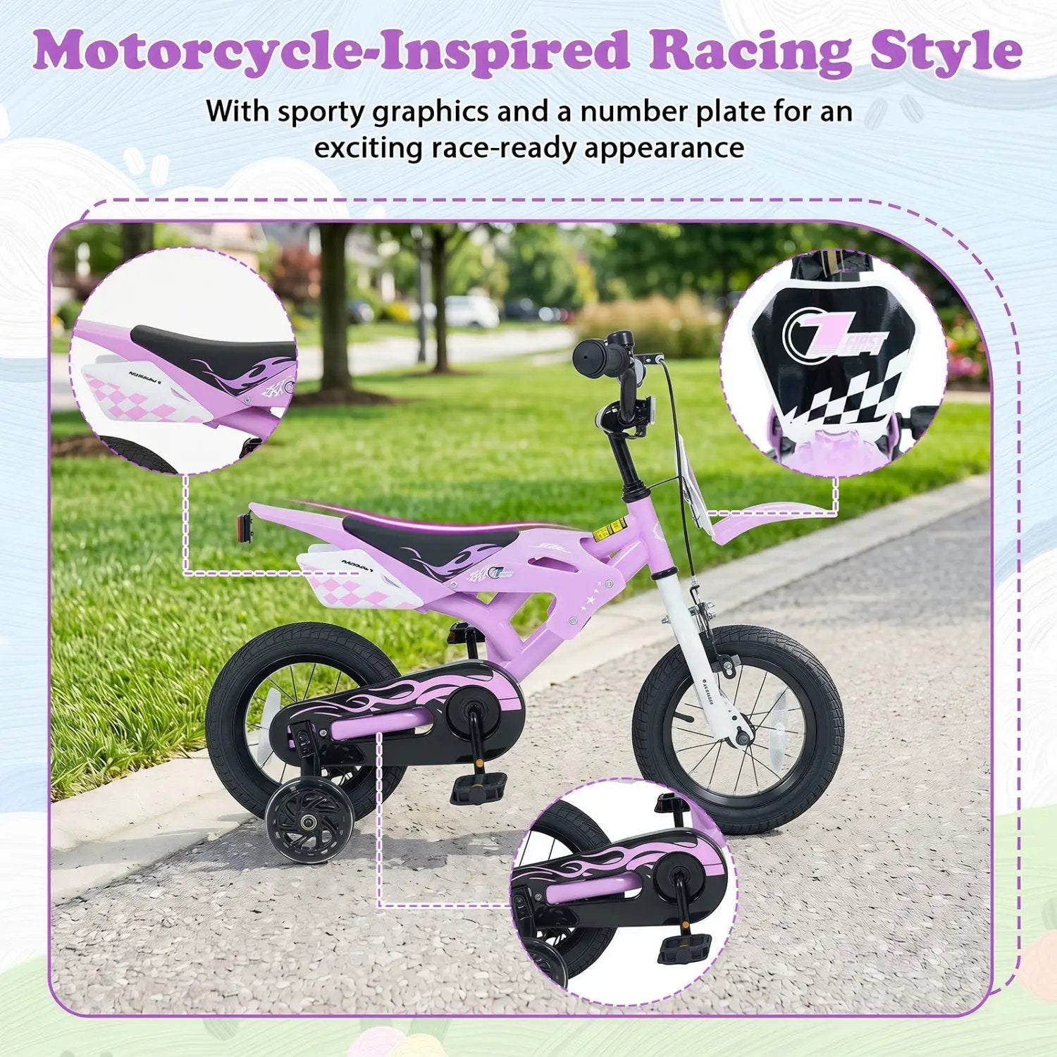 12 Inch Kids Bike with Training Wheels Ages 3-4 by DirectDeals