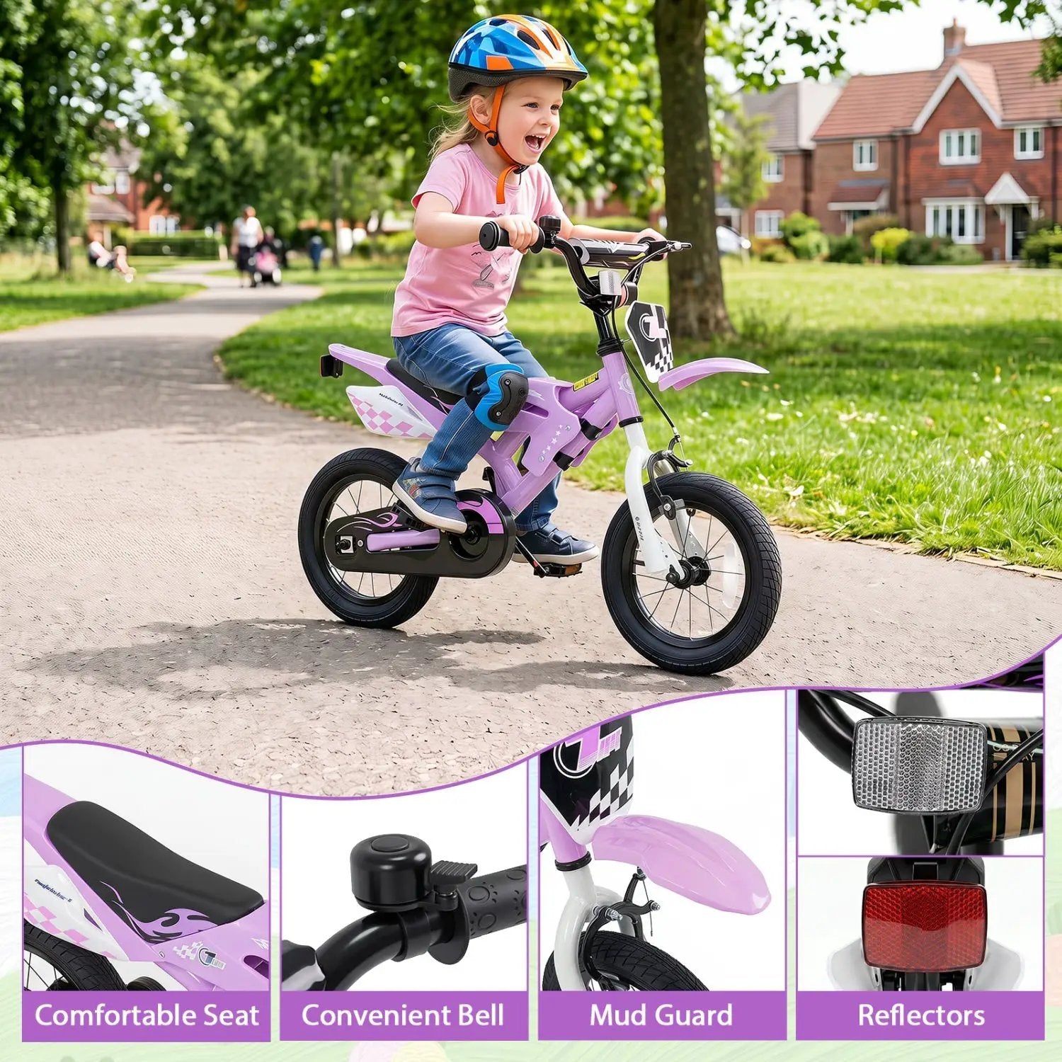 12 Inch Kids Bike with Training Wheels Ages 3-4 by DirectDeals