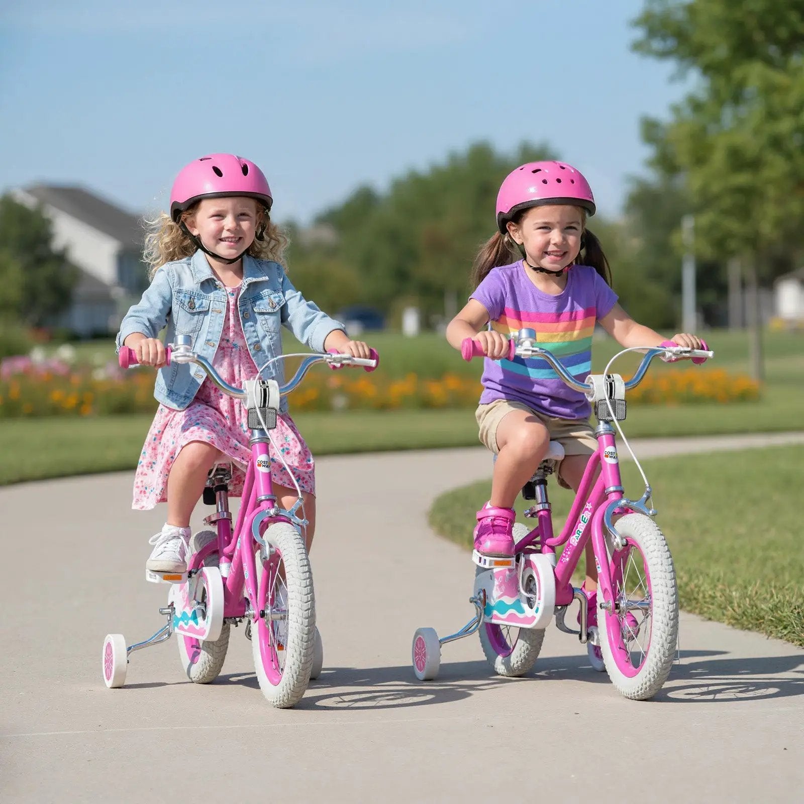 Kids Bike 12-18 Inch with Training Wheels - Pink by DirectDeals