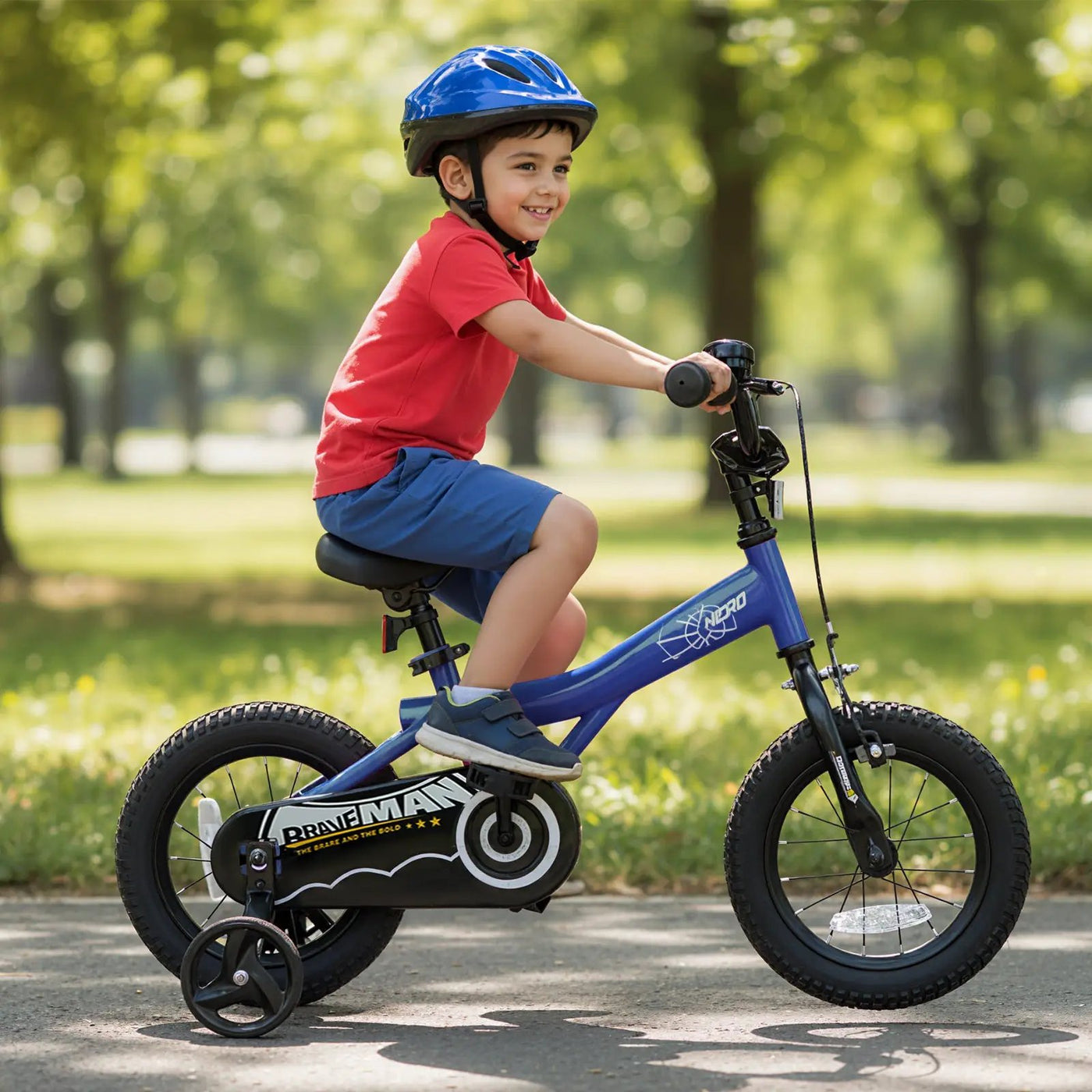 Kids Bike 14-Inch with Removable Training Wheels Navy by DirectDeals