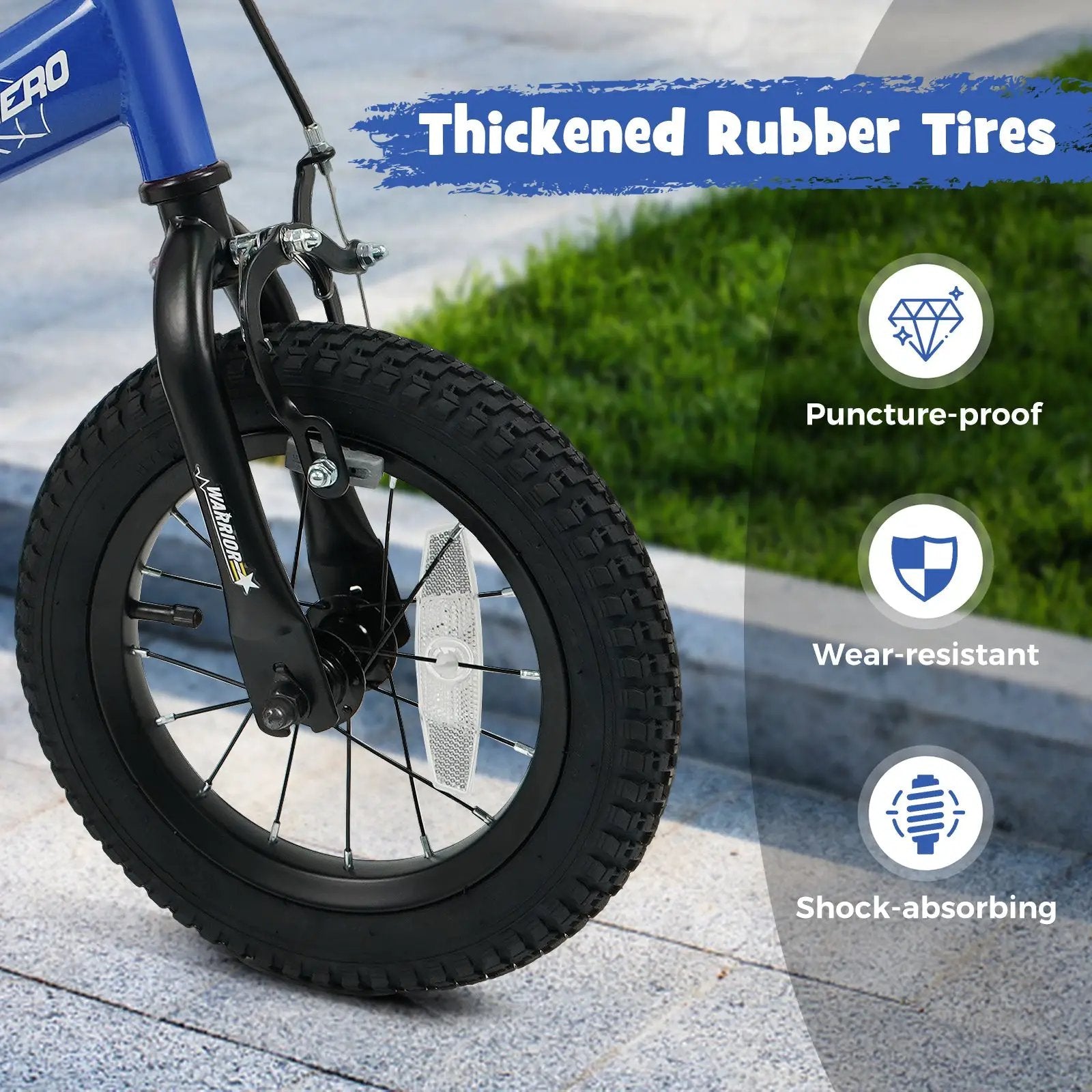 Kids Bike 14-Inch with Removable Training Wheels Navy by DirectDeals
