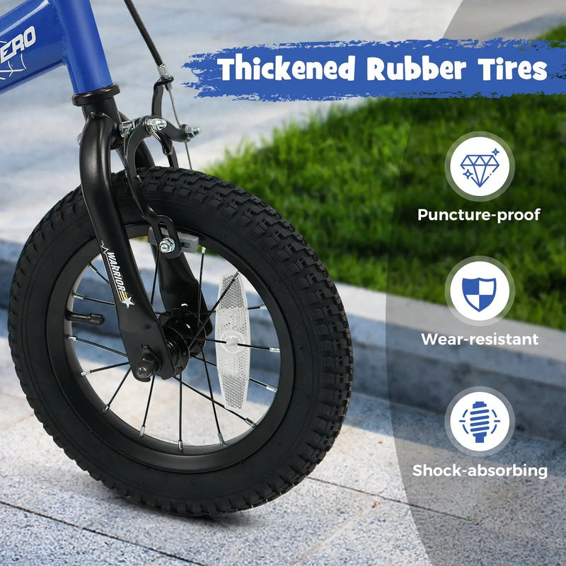 Kids Bike 14-Inch with Removable Training Wheels Navy by DirectDeals