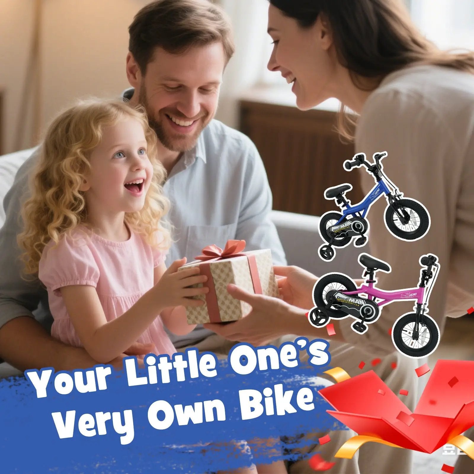 Kids Bike 14-Inch with Removable Training Wheels Navy by DirectDeals