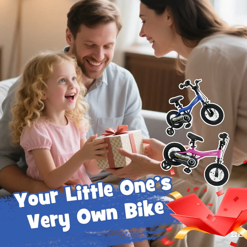 Kids Bike 14-Inch with Removable Training Wheels Navy by DirectDeals