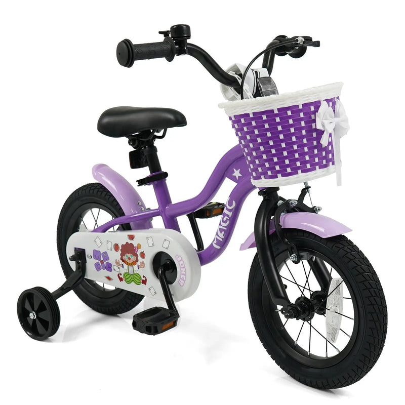 Kids Bike with Training Wheels 12-18 Inch - Purple by DirectDeals