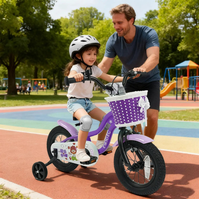 Kids Bike with Training Wheels 12-18 Inch - Purple by DirectDeals
