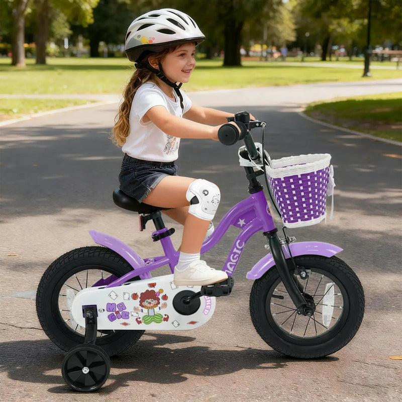 Kids Bike with Training Wheels 12-18 Inch - Purple by DirectDeals
