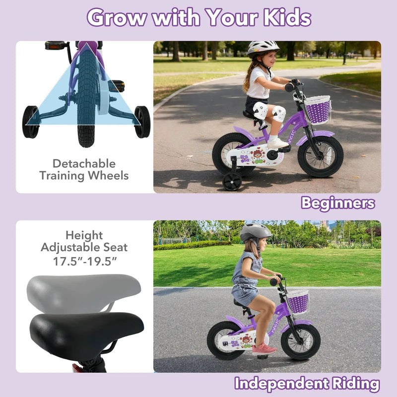 Kids Bike with Training Wheels 12-18 Inch - Purple by DirectDeals