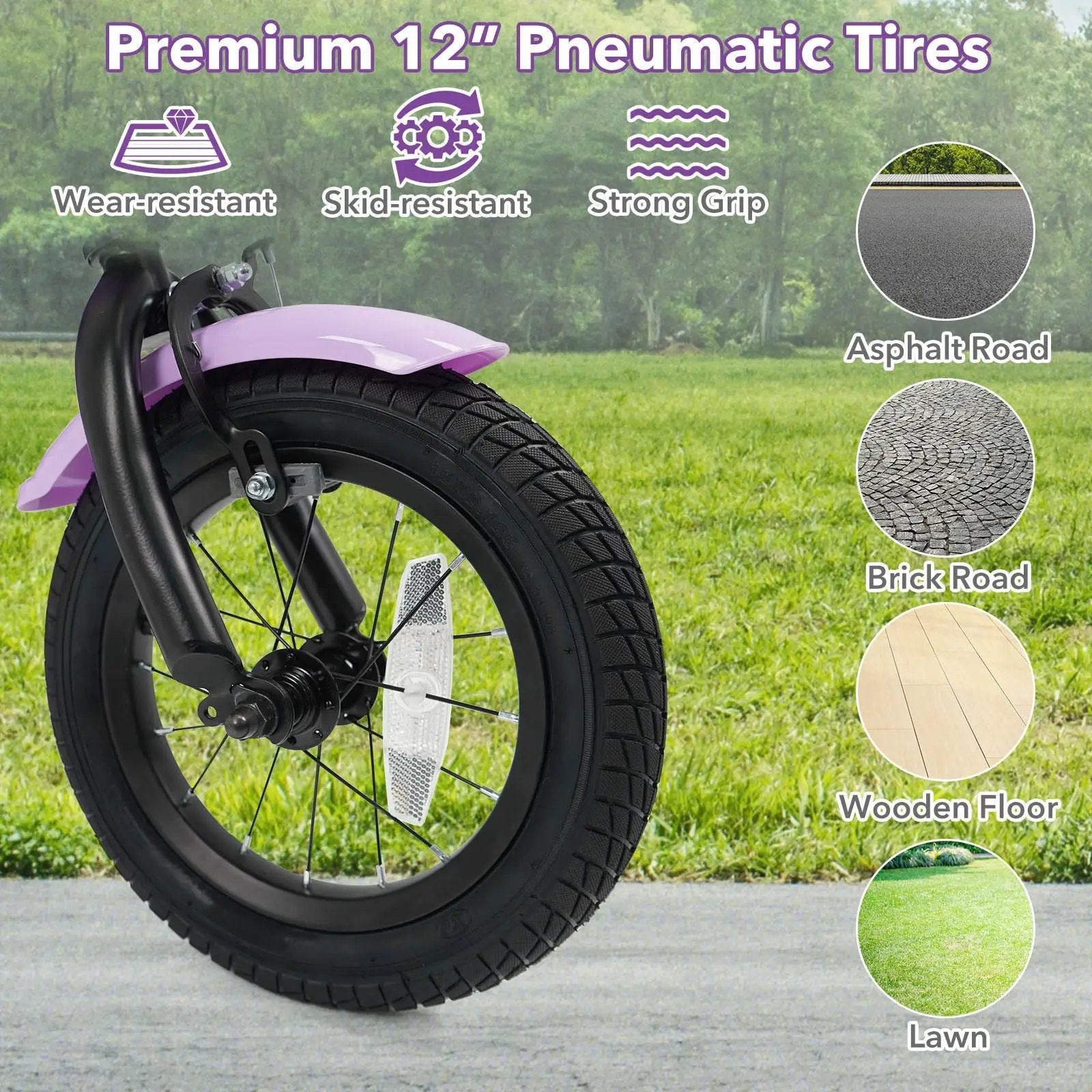 Kids Bike with Training Wheels 12-18 Inch - Purple by DirectDeals