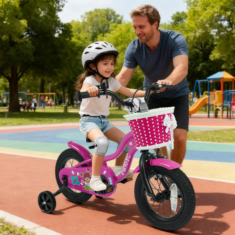 Kids Bike with Training Wheels 12-18 Inch - Magic Rose by DirectDeals