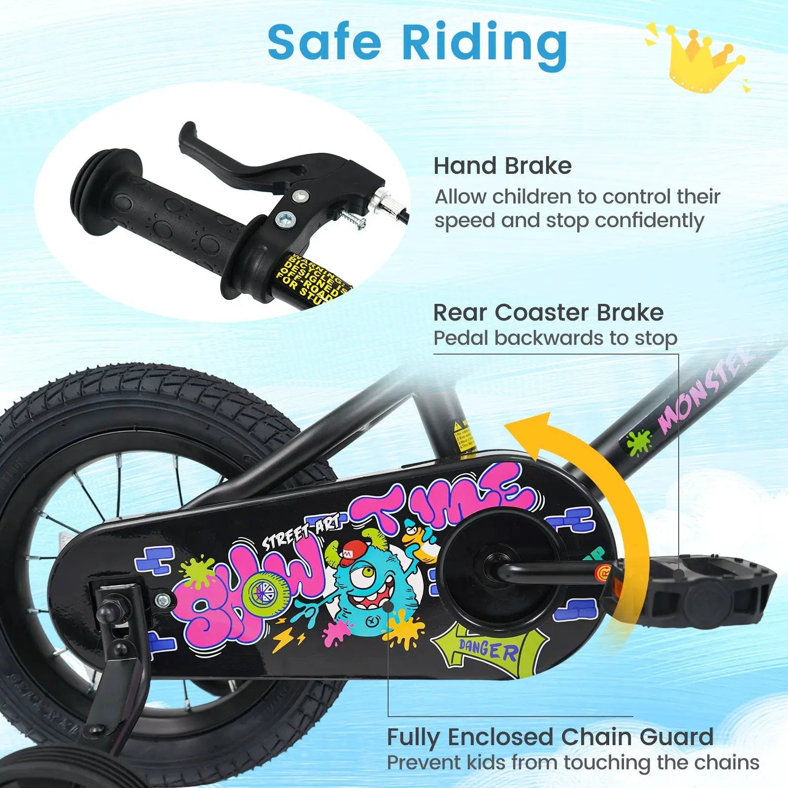 18-Inch Kids Bike with Training Wheels for Ages 4-8 by DirectDeals