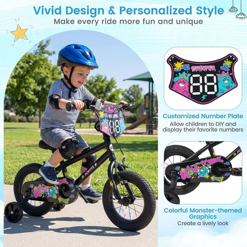 18-Inch Kids Bike with Training Wheels for Ages 4-8 by DirectDeals