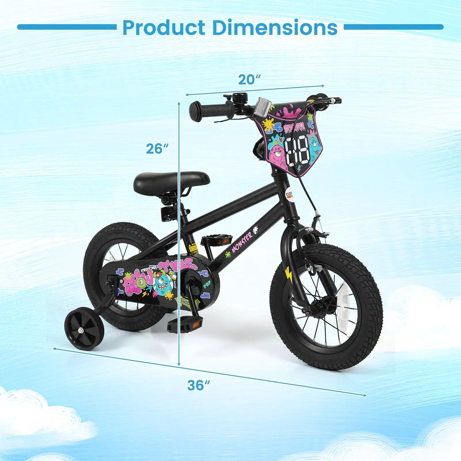 18-Inch Kids Bike with Training Wheels for Ages 4-8 by DirectDeals