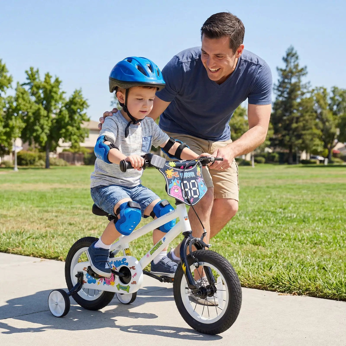 Kids Bike with Training Wheels 12-18 Inch White by DirectDeals