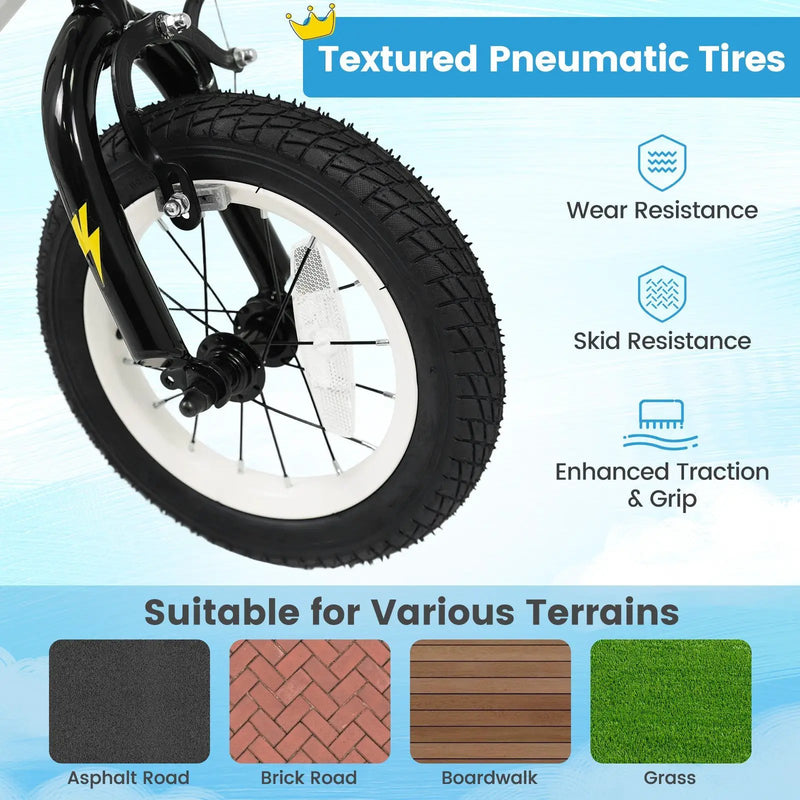 Kids Bike with Training Wheels 12-18 Inch White by DirectDeals