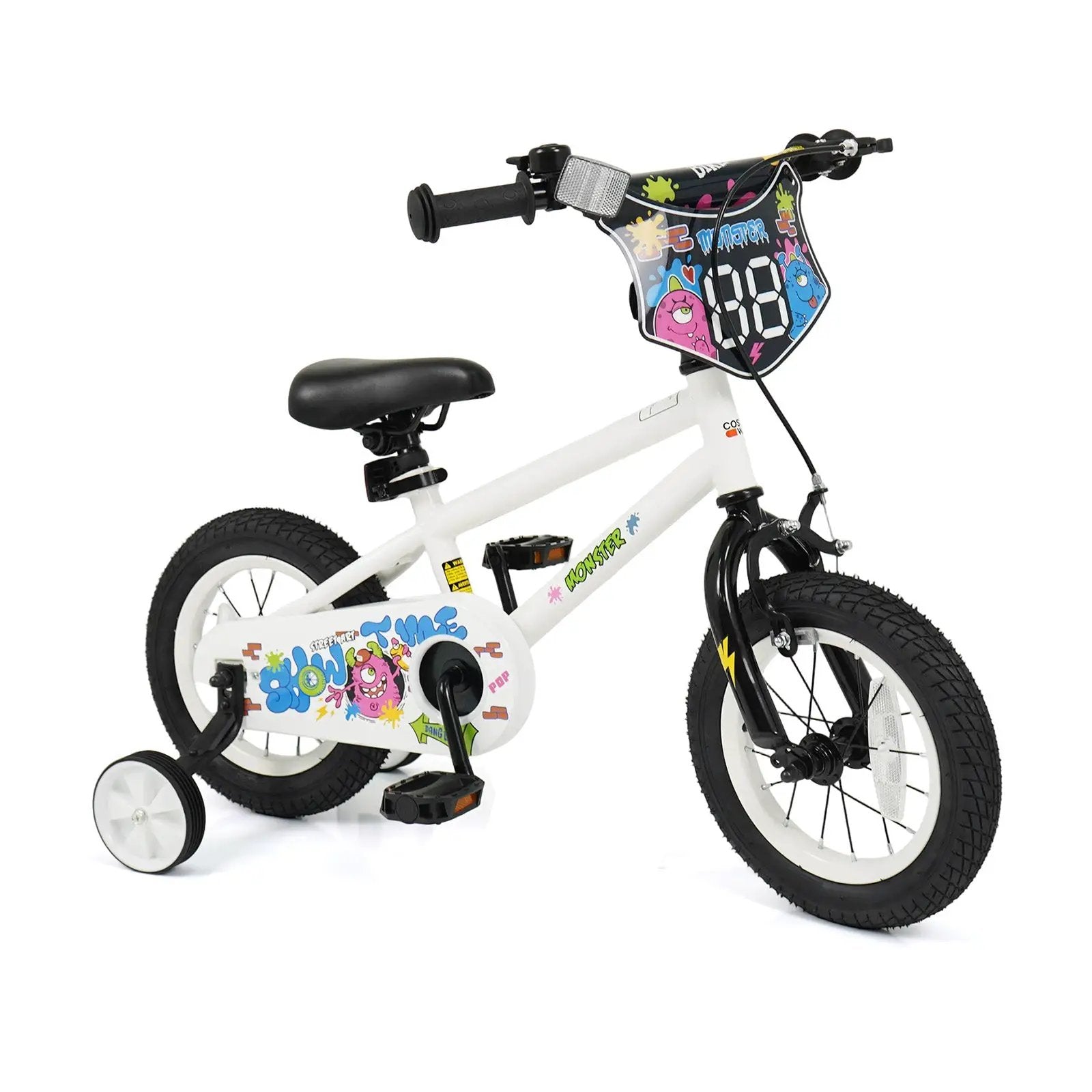 Kids Bike with Training Wheels 12-18 Inch White by DirectDeals