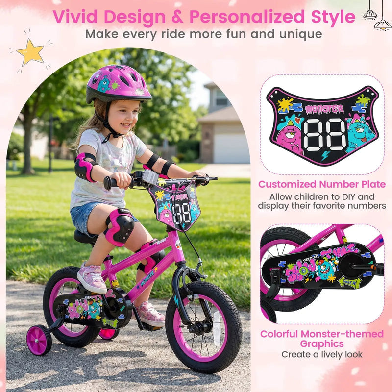 Kids Bike with Training Wheels 12-18 Inch Pink by DirectDeals