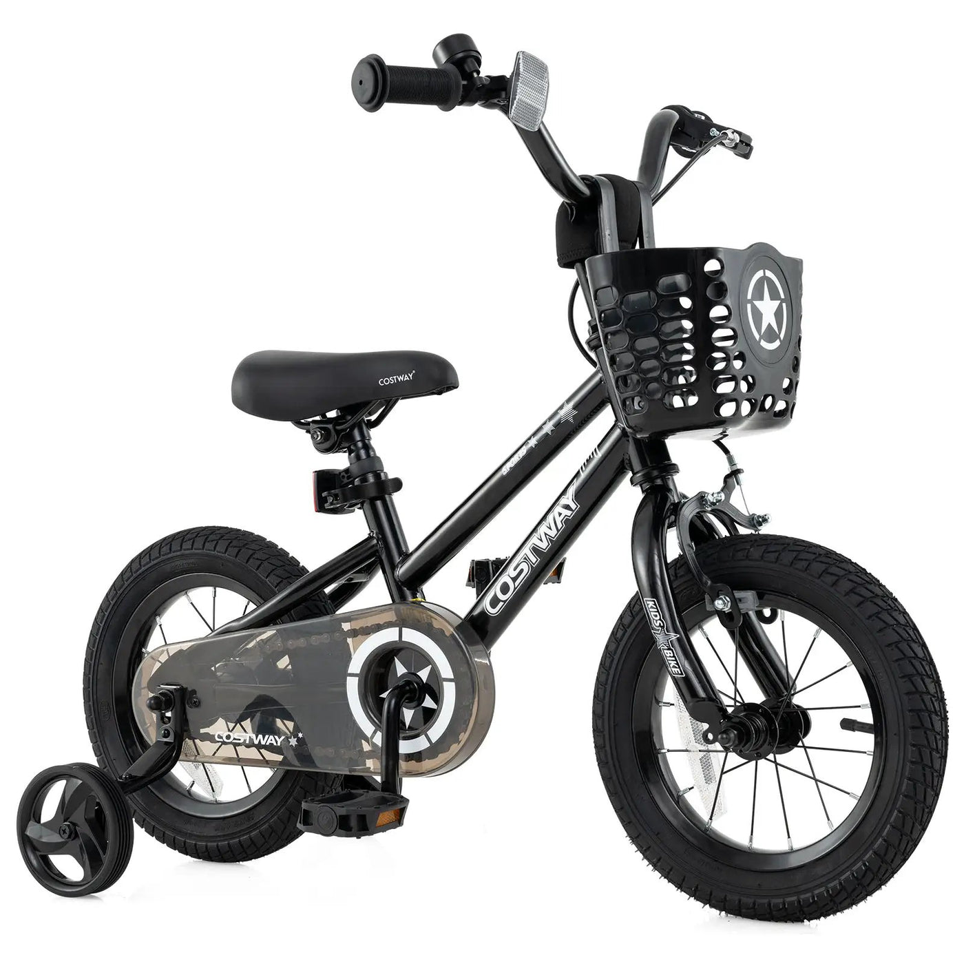 14 Inch Kids Bike with Basket and Training Wheels for Children Aged 4-5 Years Old by DirectDeals