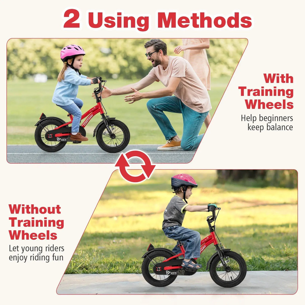 14 Inch Kids Bike Adjustable Bicycle with Reflectors and Bell for 3-5 Years Old by DirectDeals