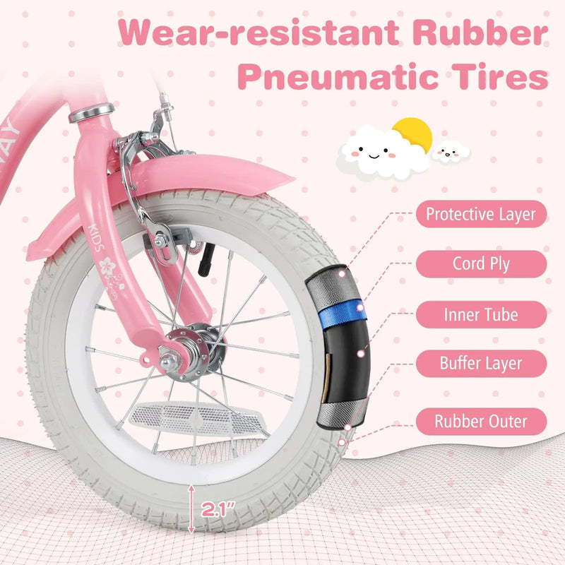 14 Inch Kids Bike with Training Wheels and Basket for Boys Girls 3-5 Years Old-14 inches by DirectDeals