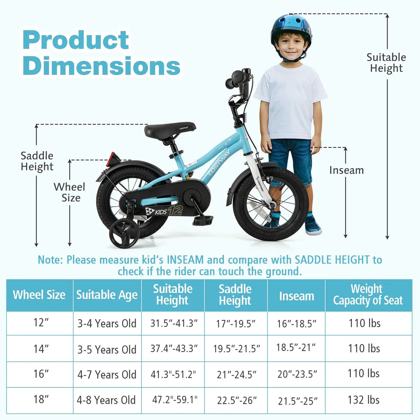 14-Inch Kids Bike for 3-5 Years Old Children Bicycle with Training Wheels by DirectDeals