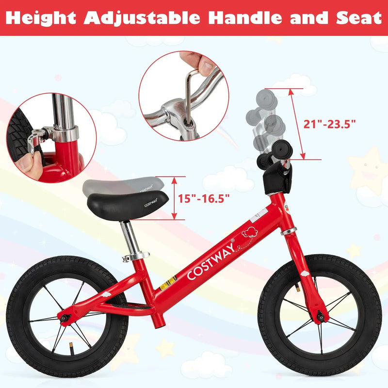 12 Inch Toddler Balance Bike with Height Adjustable Handlebar and Seat by DirectDeals