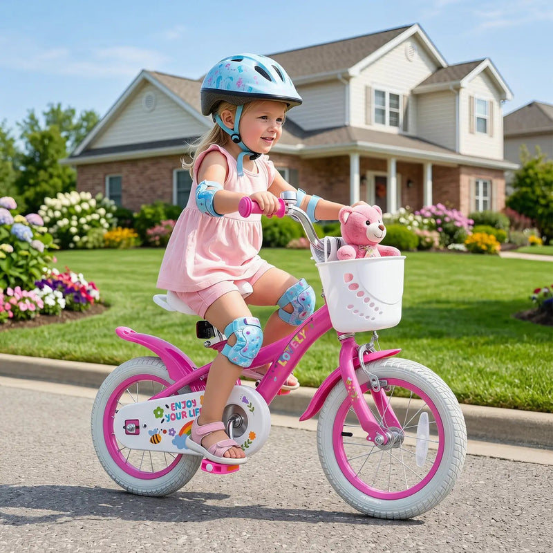 Girls Bike 12-18 Inch with Training Wheels and Basket by DirectDeals