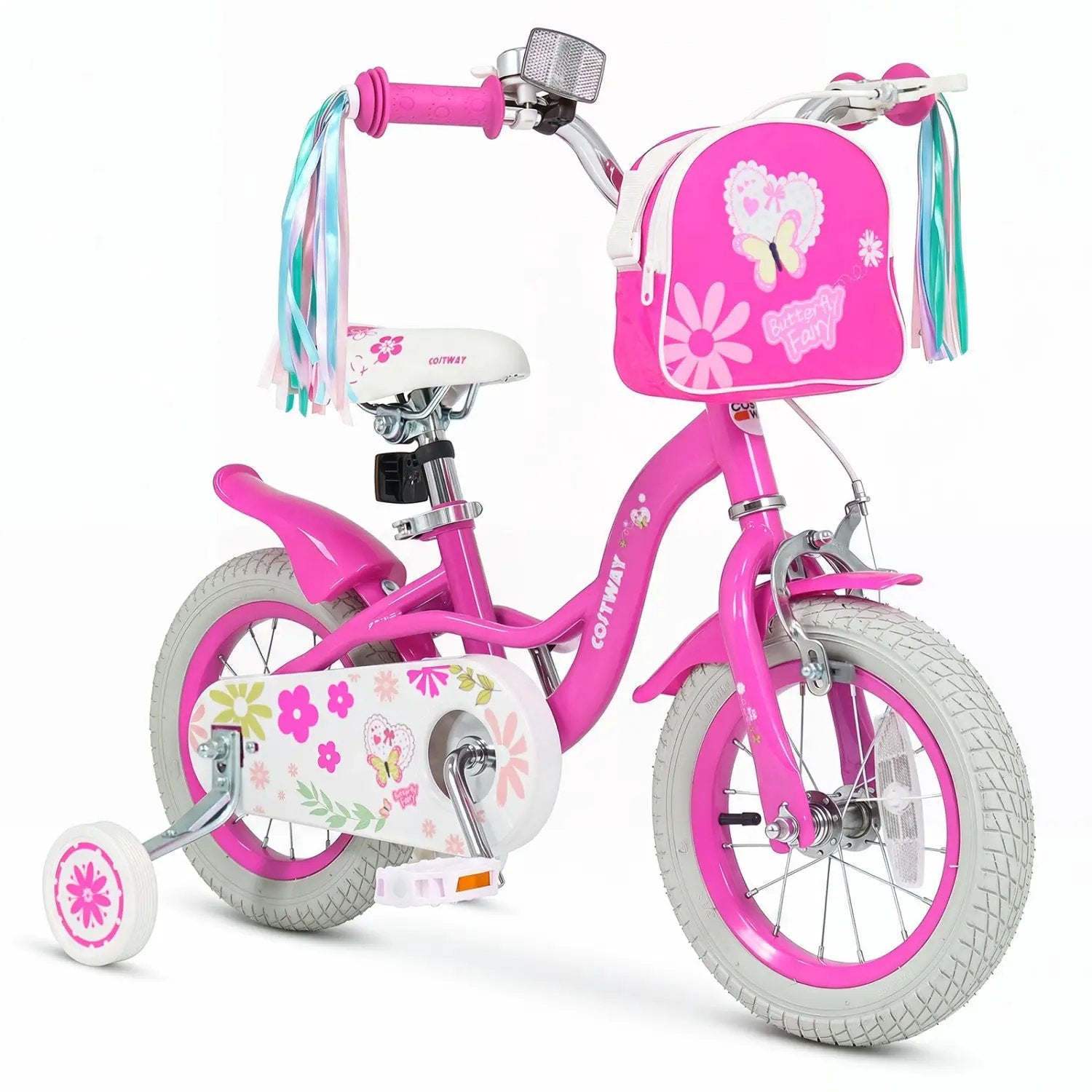 Girls Bike 12-18 Inch with Training Wheels and Front Bag by DirectDeals