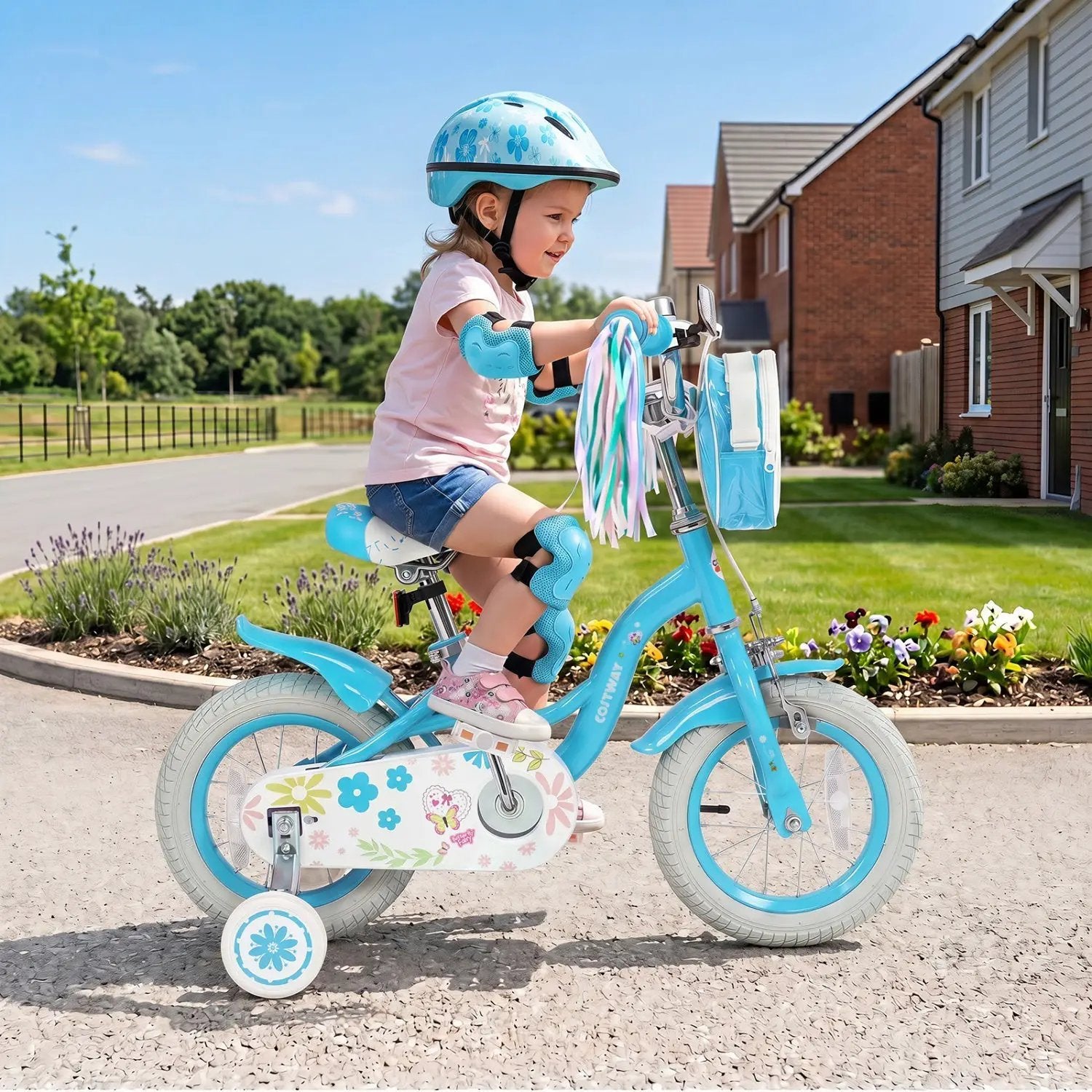 Girls Bike 12-18 Inch with Training Wheels and Front Bag by DirectDeals