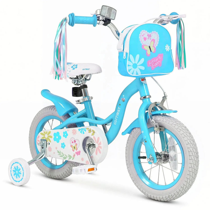 Girls Bike 12-18 Inch with Training Wheels and Front Bag by DirectDeals
