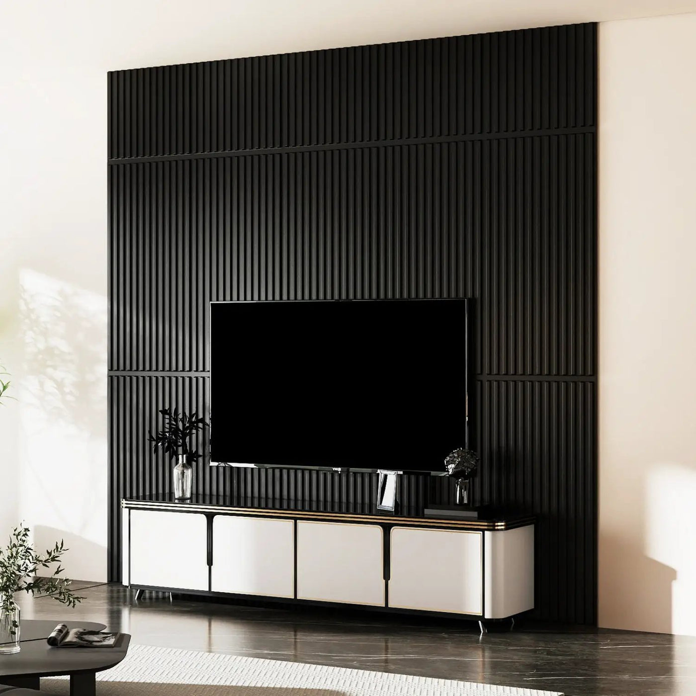 12-Pack PVC Slat Wall Panels for Interior Wall Decoration for Living Room and TV Background by DirectDeals